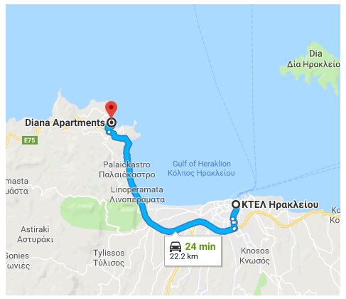 Λεωφορείο από Ηράκλειο - Διαμερίσματα Diana Αγία Πελαγία
